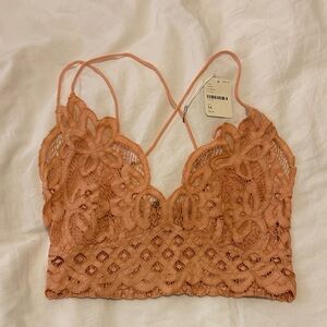 Free People Lace Bandeau in Warm Orange